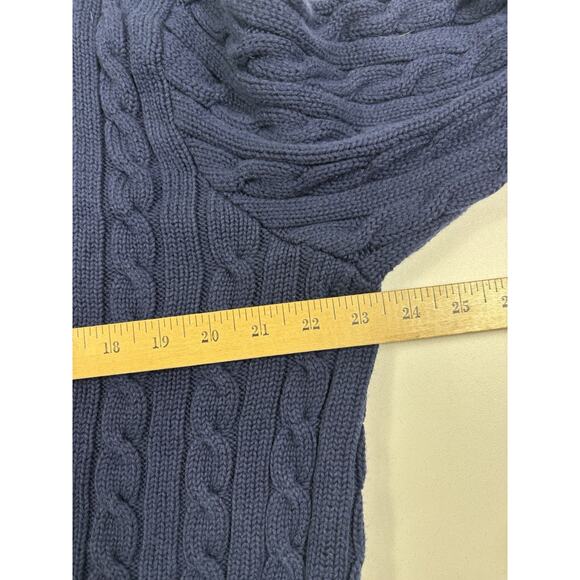 Vintage Y2K Polo Ralph Lauren Cardigan Sweater Blue Cable Knit Sz XL - Picture 5 of 6